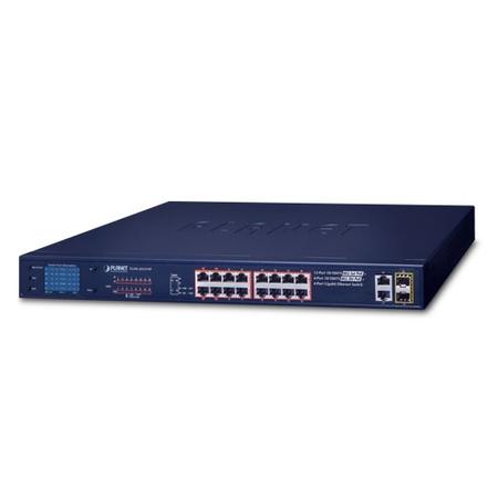 Planet PL-FGSW-2022VHP 16 Port 10/100TX PoE+ 2 Port Gigabit 2 Port SFP 300W PoE Switch