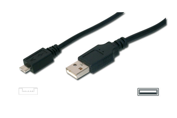 Digitus AK-300109-018-S 1.8 Mt USB 2.0 to micro USB Erkek-Erkek AWH28 UL USB 2.0 Kablo