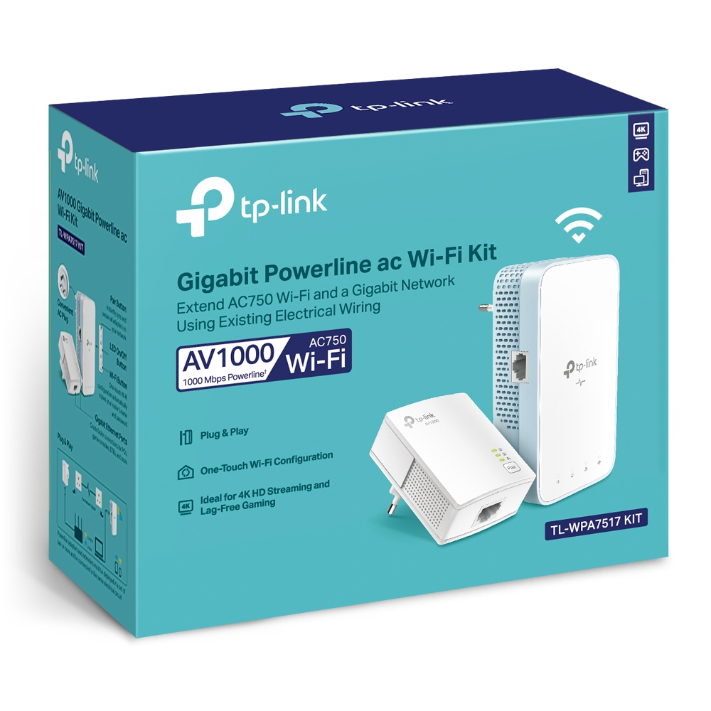 Tp-Link TL-WPA7517 KIT AV1000 1 Port Gigabit 2.4/5Ghz Dual Bant Dahili Antenli Menzil Genişletici