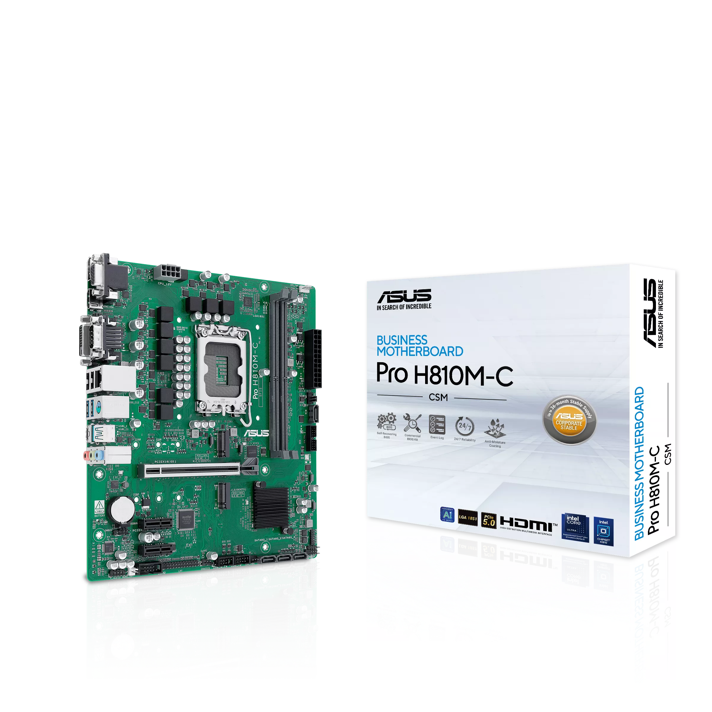 Asus PRO H810M-C-CSM Sc-1851 DDR5 6400Mzh 2XM2 AI mATX INTEL Anakart