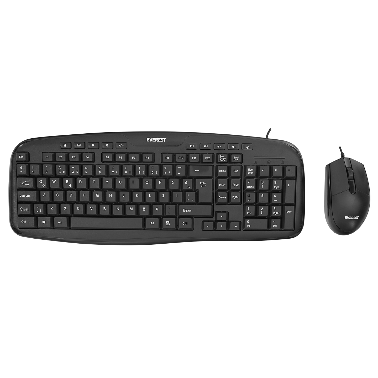 Evereset UN-795 UAB Q TR Multimedia Siyah Kablolu Klavye Mouse Set