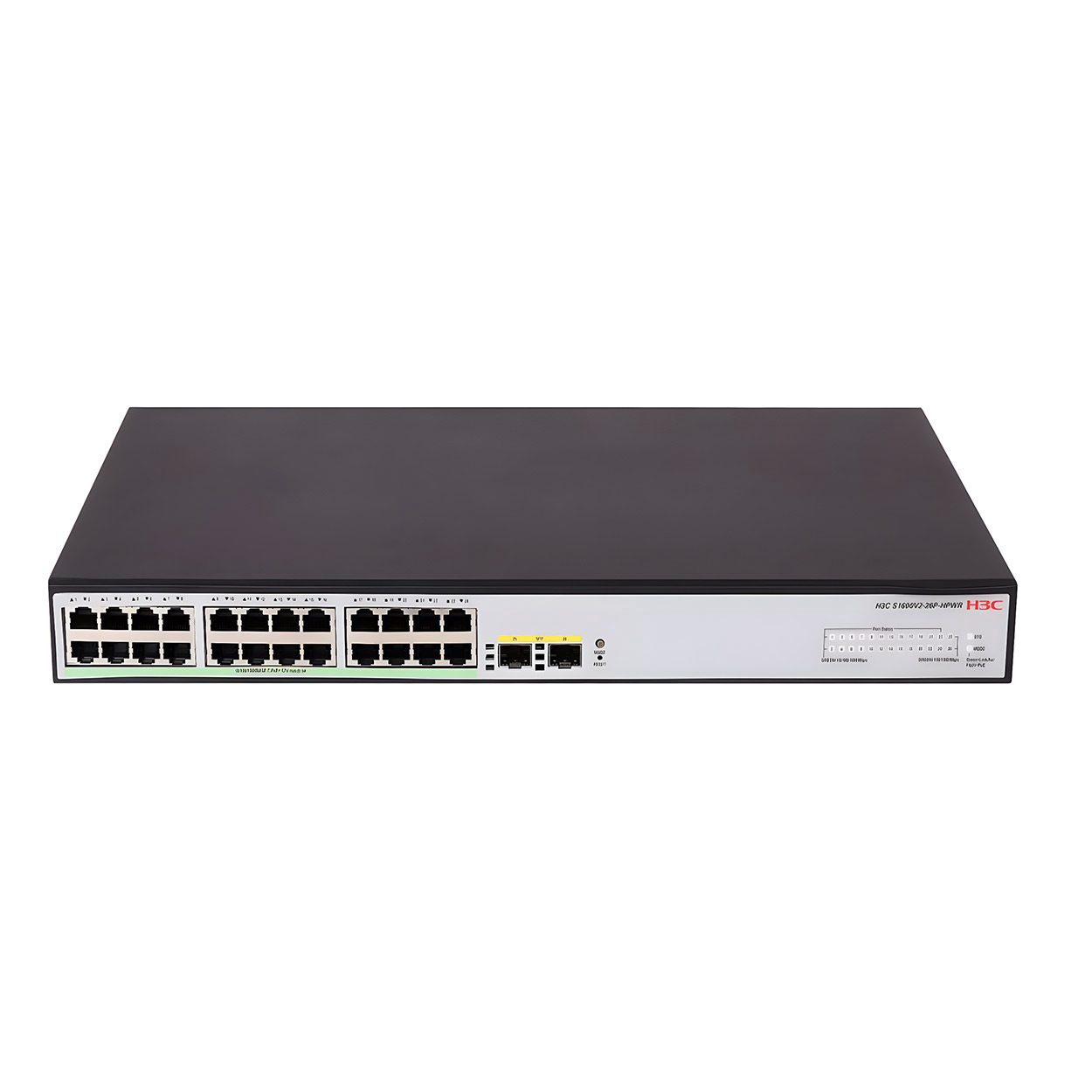 H3c 1600V2-26P-HPWR 24 Port Gigabit PoE 2 Port SFp Yönetilebilir 370W PoE Switch