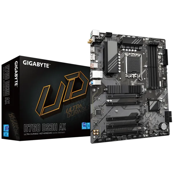 Gigabyte B760 DS3H AX Sc-1700 B760 DDR5 7600Mhz 2xM2 WİFİ 6E ATX INTEL Anakart