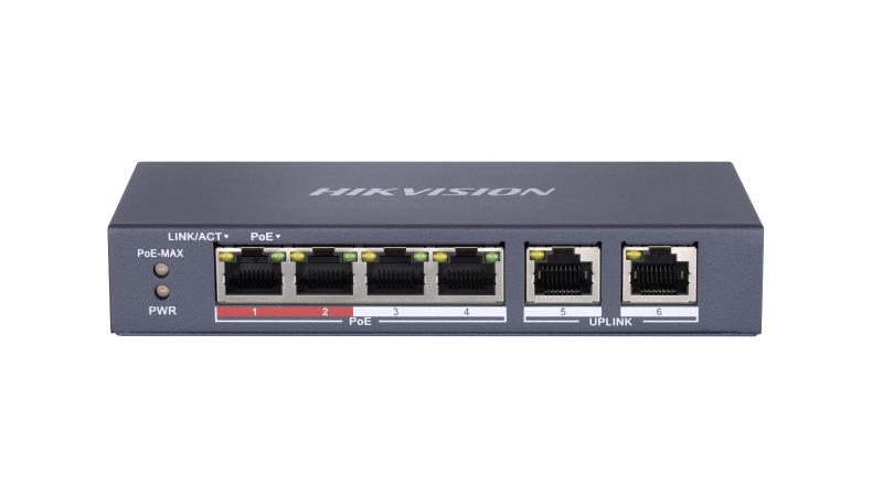 Hikvision DS-3E0106P-E/M 4 Port 10/100Mbps PoE 2 Port uplink PoE Switch