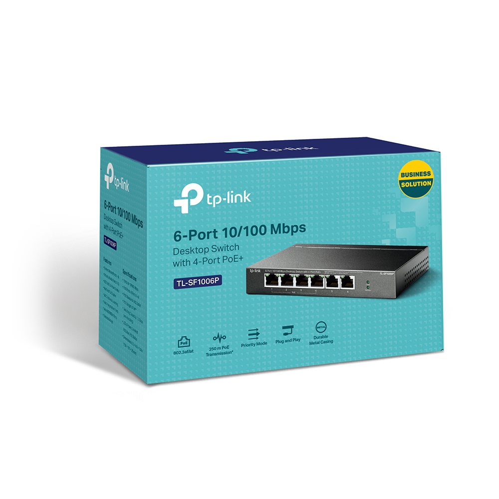 Tp-Link TL-SF1006P 6 Port 10/100Mbps 4 Port PoE+ 67W PoE Masaüstü PoE Switch