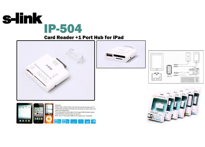 S-Link IP-504 Ipad 5 in 1 ( SD(HC)/MS DUO/M2 /T-Flash) Kart Okuyucu