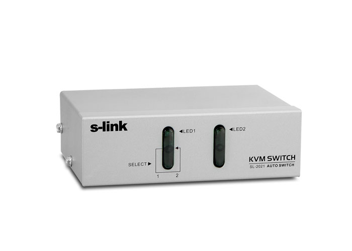 S-Link SL-2021 2 PC 1 Monitör PS2 VGA Manuel Kablolu KVM Switch