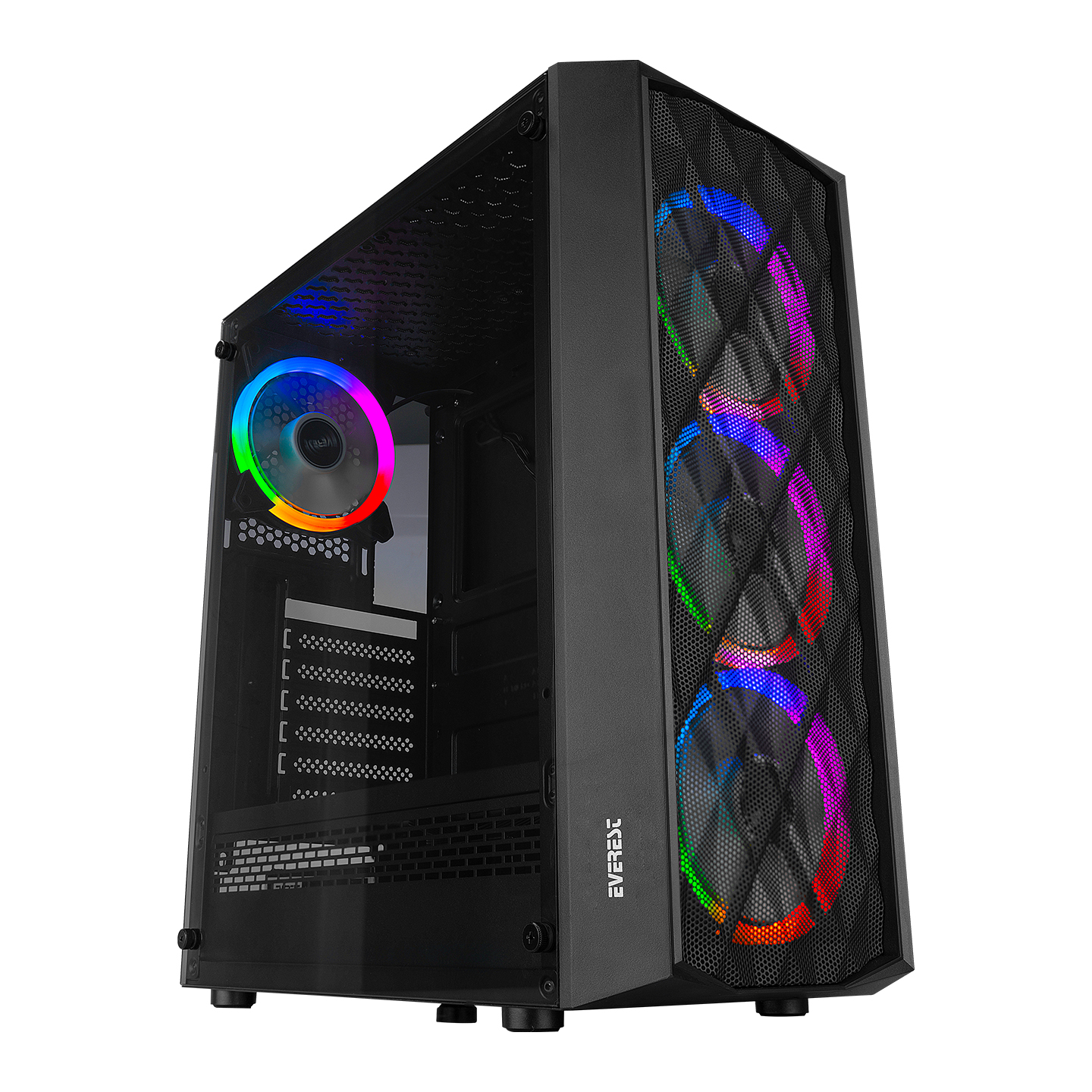 Everest BUMPY PSU YOK 4x12cm RGB Fanlı Tempered Camlı ATX Mid-Tower Gaming Oyuncu Kasası