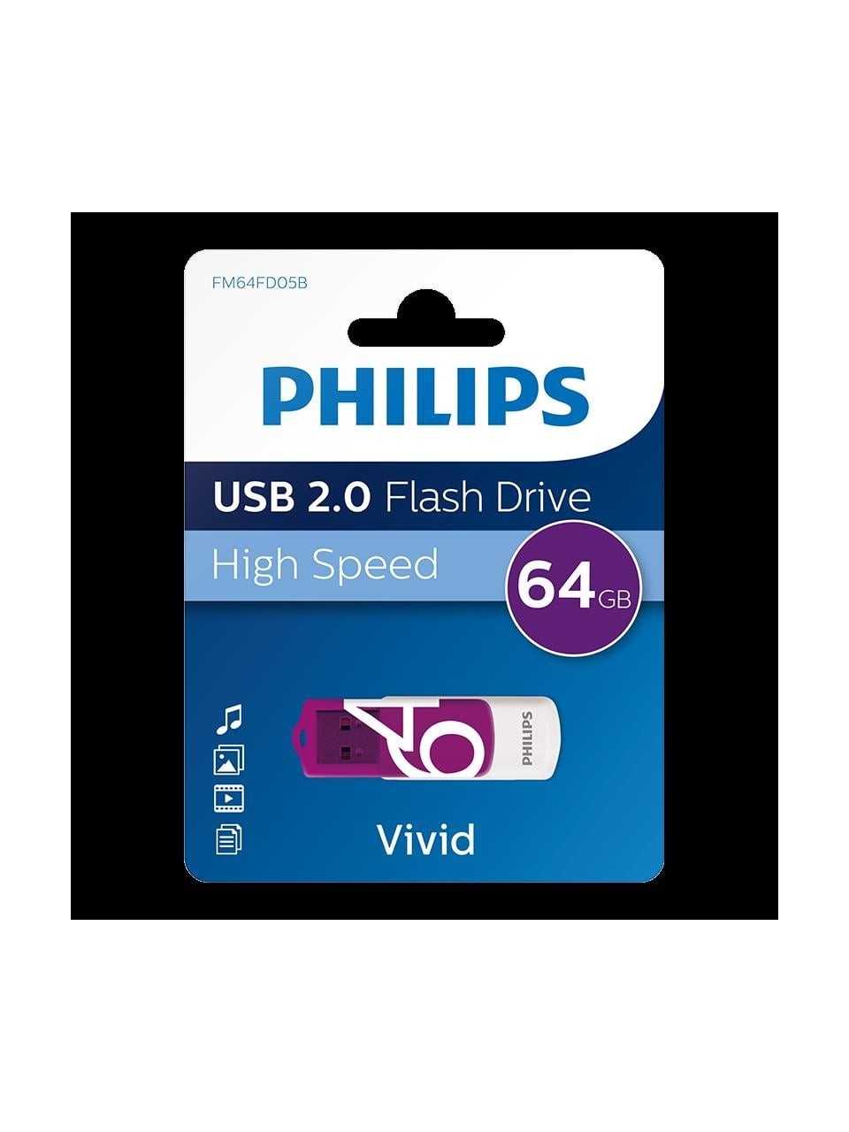 Philips FM64FD05B 64 GB Vivid Mor USB 2.0 Flash Bellek
