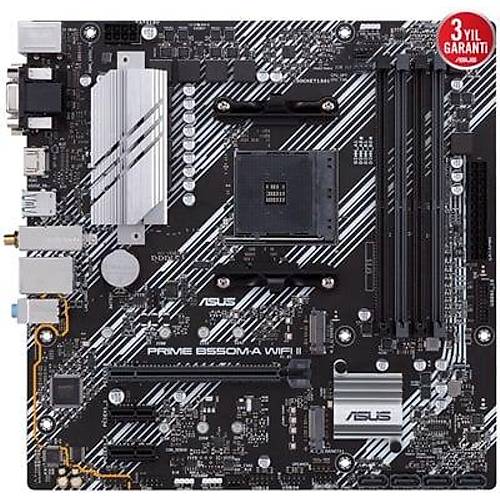 Asus PRIME B550M-A WIFI II Sc-AM4 B550 DDR4 4866Mhz M2 Wi-Fi ARGB mATX ECC Ram INTEL Anakart