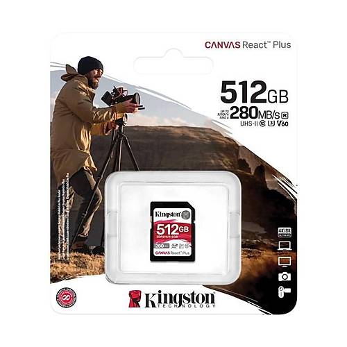 Kingston SDR2V6/512GB 512 GB 280-150Mb/s SDXC Canvas React Plus V60 UHS-II SD Kart