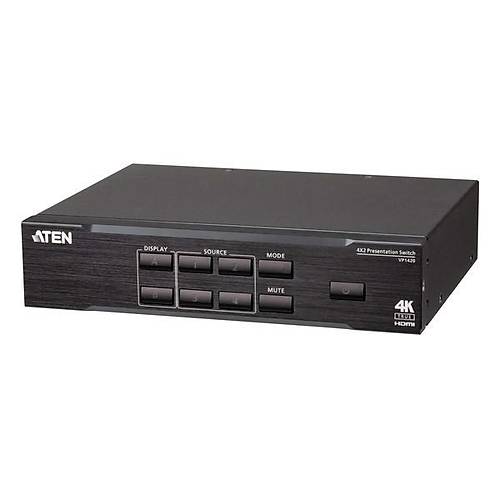 Aten VP1420 15 Mt 4 x 2 Port HDMI True 4K 4096x2160 Kumandal HDMI Matrix Switch