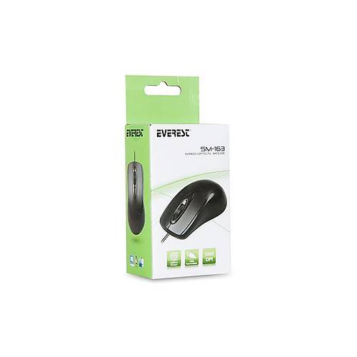 Everest SM-163 USB 1000Dpi 3 Tulu Kablolu Siyah Mouse