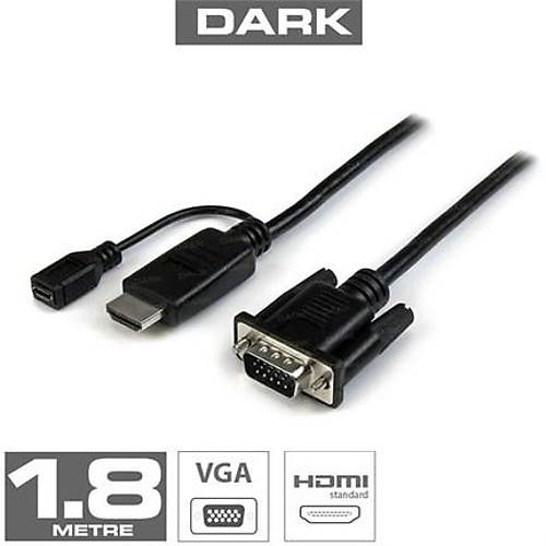 Dark DK-HD-AHDMIXVGAL1.8 HDMI to VGA Erkek-Erkek  Aktif Dijital Analog G Destekli Dntrc Adaptr