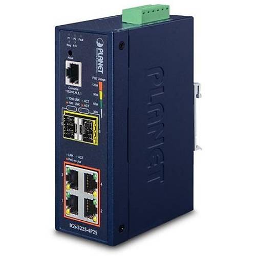 Planet PL-IGS-5225-4P2S 4 Port Gigabit PoE 2 Port 1000X SFP 144W PoE L2+ Endstriyel Switch