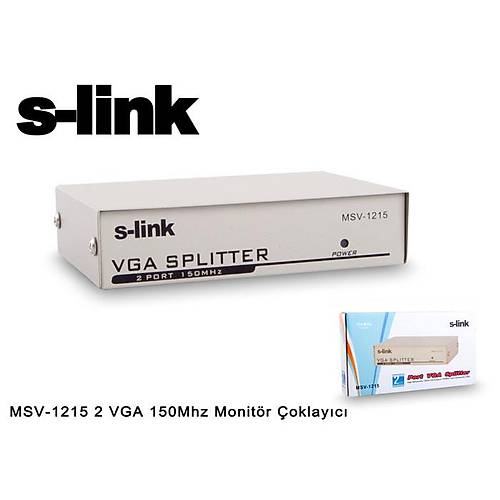 S-Link MSV-1215 2 Port 1 PC 2 Monitr 150MHZ VGA Grnt oklayc