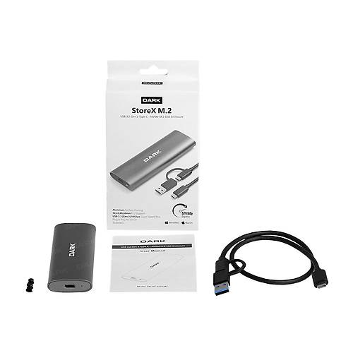 Dark DK-AC-DSEM4 Usb Type C  to M.2 NVMe SSD Gri Alminyum Disk Kutusu