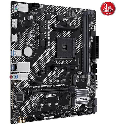 Asus PRIME B550M-K ARGB Sc-AM4 B550 DDR4 5100Mhz 2xM.2 mATX AMD Anakart