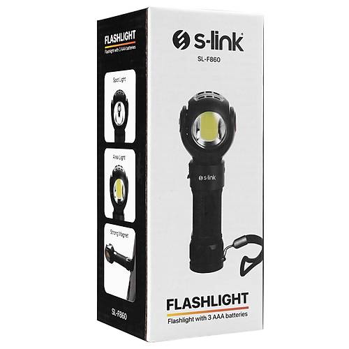 S-link SL-F860 3W Cob+3W Led 3x AAA Pil Dnebilen ift Balkl Manyetik Tutuculu El Feneri