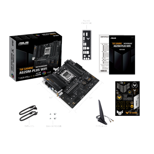 Asus TUF GAMING A620M-PLUS WIFI Sc-Am5 A620 DDR5 6400Mhz 2xM2 Wi-Fi Aura RGB mATX AMD Anakart
