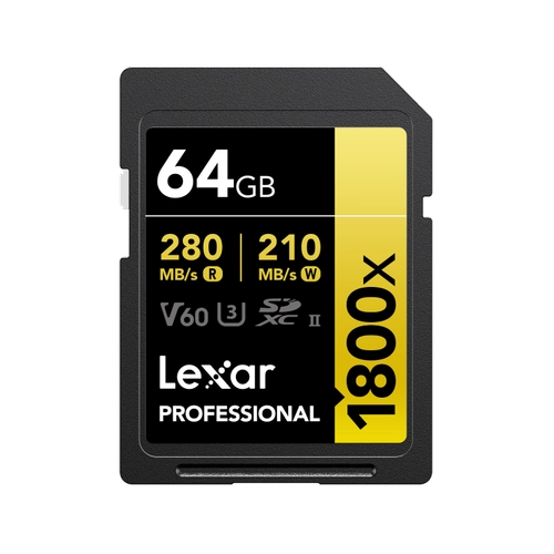Lexar LSD1800064G-BNNNG 64 GB 280-210Mb/s 1800X UHS-II C10 V60 U3 SD Profesional Kart