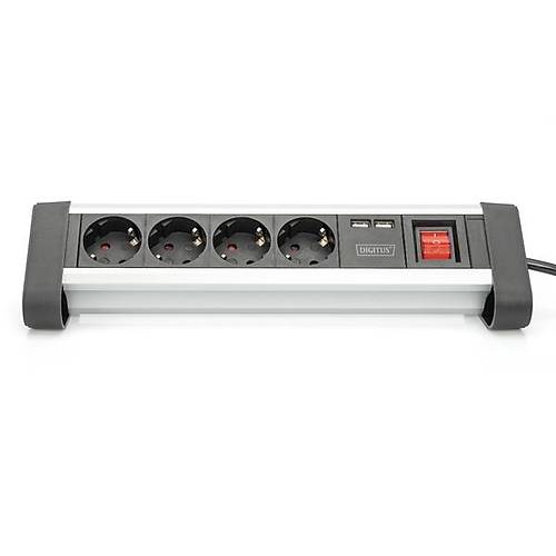 Digitus DA-70614 4 l 2xUSB Anahtarl Alimnyum Grup Priz