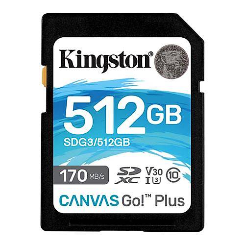 Kingston SDG3/512GB 512 GB 170 Mb/s Class 10 UHS-I U3 V30 Canvas Go+ SD Hafza Kart
