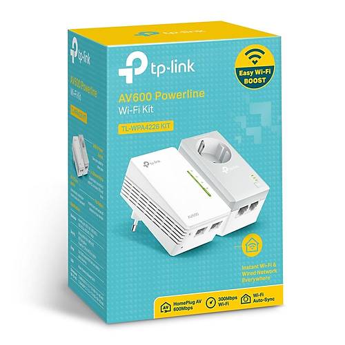 Tp-Link TL-WPA4226KIT Av600 2x2Port 100Mbps Wifi Power Line Adaptr Kit