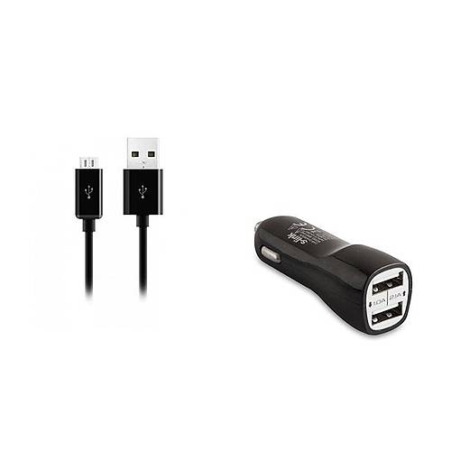 S-Link SMG-444 2xUSB 2.1A micro USB Araba arj Adaptr 1 Mt Kablo