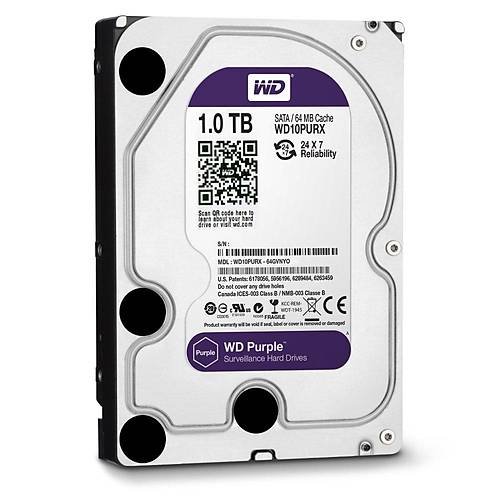 Western Digital WD10PURZ 1 TB 5400Rpm 64MB SATA Purple 7/24 Gvenlik Harddisk