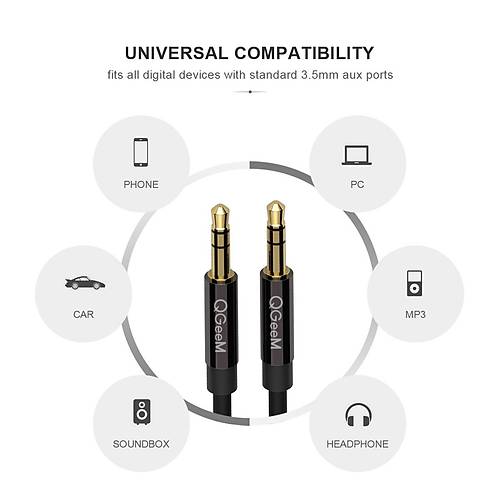 Qgeem QG-AU04BD100 1 Mt Altn Ulu AUX Audio Ses Kablosu