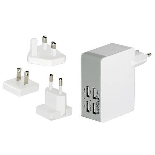 Ednet ED-31809 4 x USB Port Evrensel (EU/UK/US) Seyahat arj Seti
