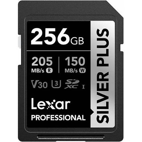 Lexar LSDSIPL256G-BNNNG 256 GB 205-150Mb/s SDXC USH-I  C10 V30 U3 Silver Plus SD Hafza Kart