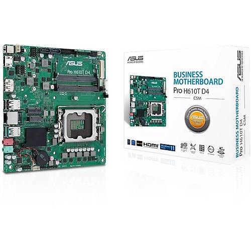 Asus PRO H610T D4-CSM Lga-1700 DDR4 3200 2xM2 LVDS Thin Mini ITX INTEL Anakart