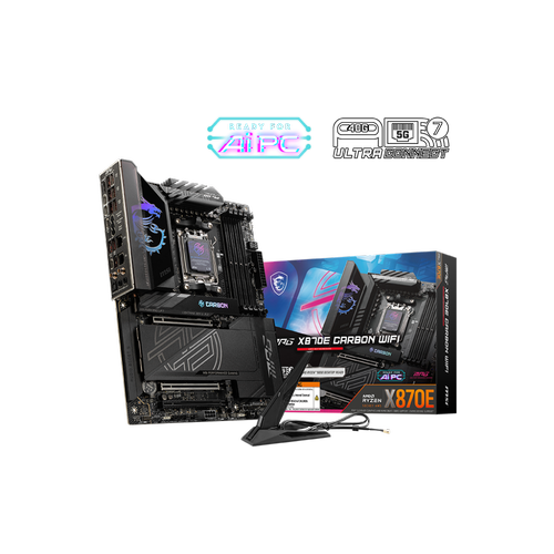 Msi MPG X870E CARBON WIFI Sc-AM5 X870 DDR5 8400Mhz 4xM.2 5Gbit 2.5Gbit LAN WiFi 7 ATX AMD Anakart