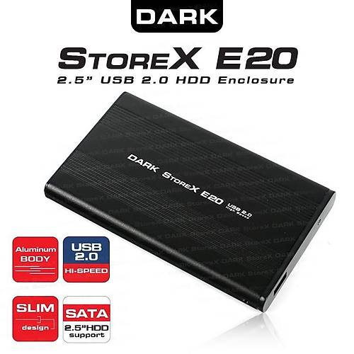 Dark DK-AC-DSE20 StoreX E20 2.5 inch SATA USB 2.0 Alminyum Harici Harddisk Kutusu