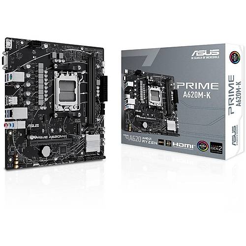 Asus PRIME A620M-K SC-AM5 A620 DDR5 6400Mhz M.2 AURA ARGB mATX AMD Anakart