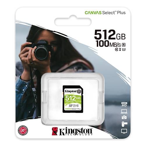 Kingston SDS2/512GB 512 Gb SDXC UHS-I U3 Canvas Select Plus SD Hafza Kart