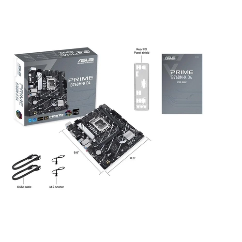 Asus PRIME B760M-K Sc-1700 B760 DDR5 8000Mhz 2xM2 2.5Gbit Lan RGB mATX INTEL Anakarat