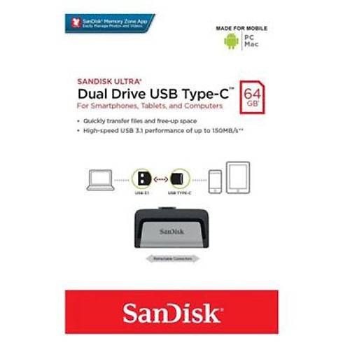 Sandisk SDDDC2-064G-G46 64 GB Dual Drive Type-C USB 3.0 Flash Bellek