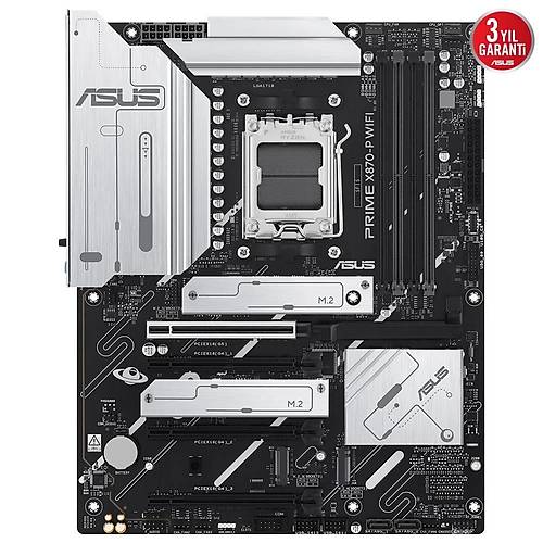 Asus PRIME X870-P WIFI Sc-AM5 X870 DDR5 8000Mhz 4xM2 WIFI7 2.5Gbit LAN ATX AMD Anakart
