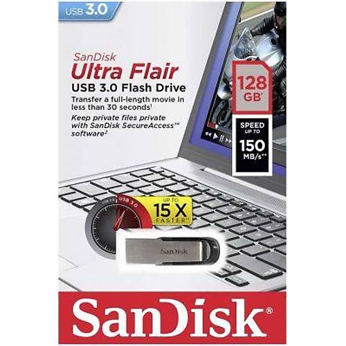 Sandisk SDCZ73-128G-G46 128 GB 150MB/s Ultra Flair USB 3.0 Flash Bellek
