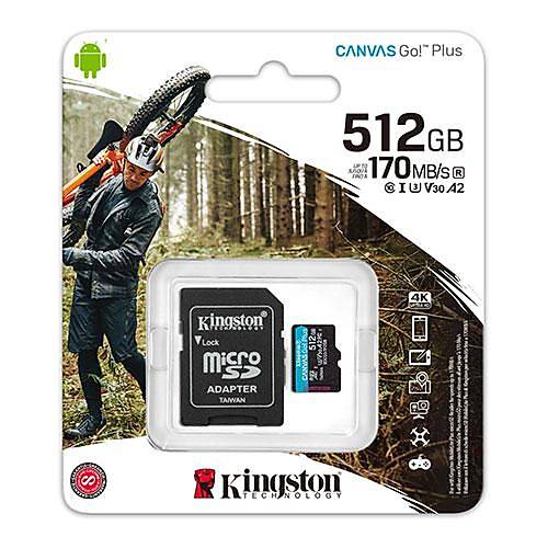 Kingston SDCG3/512GB 512 GB 170MB/s Canvas Go SDXC Class 3 UHS-I microSD Hafza Kart