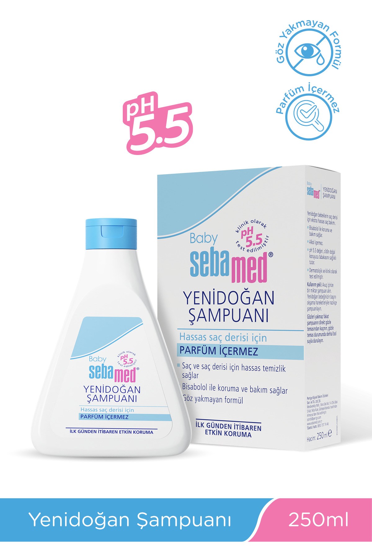 Baby pH 5.5 Bisabolol İçerikli Koruma ve Bakım Sağlayan Yenidoğan Bebek Şampuanı 250 ml