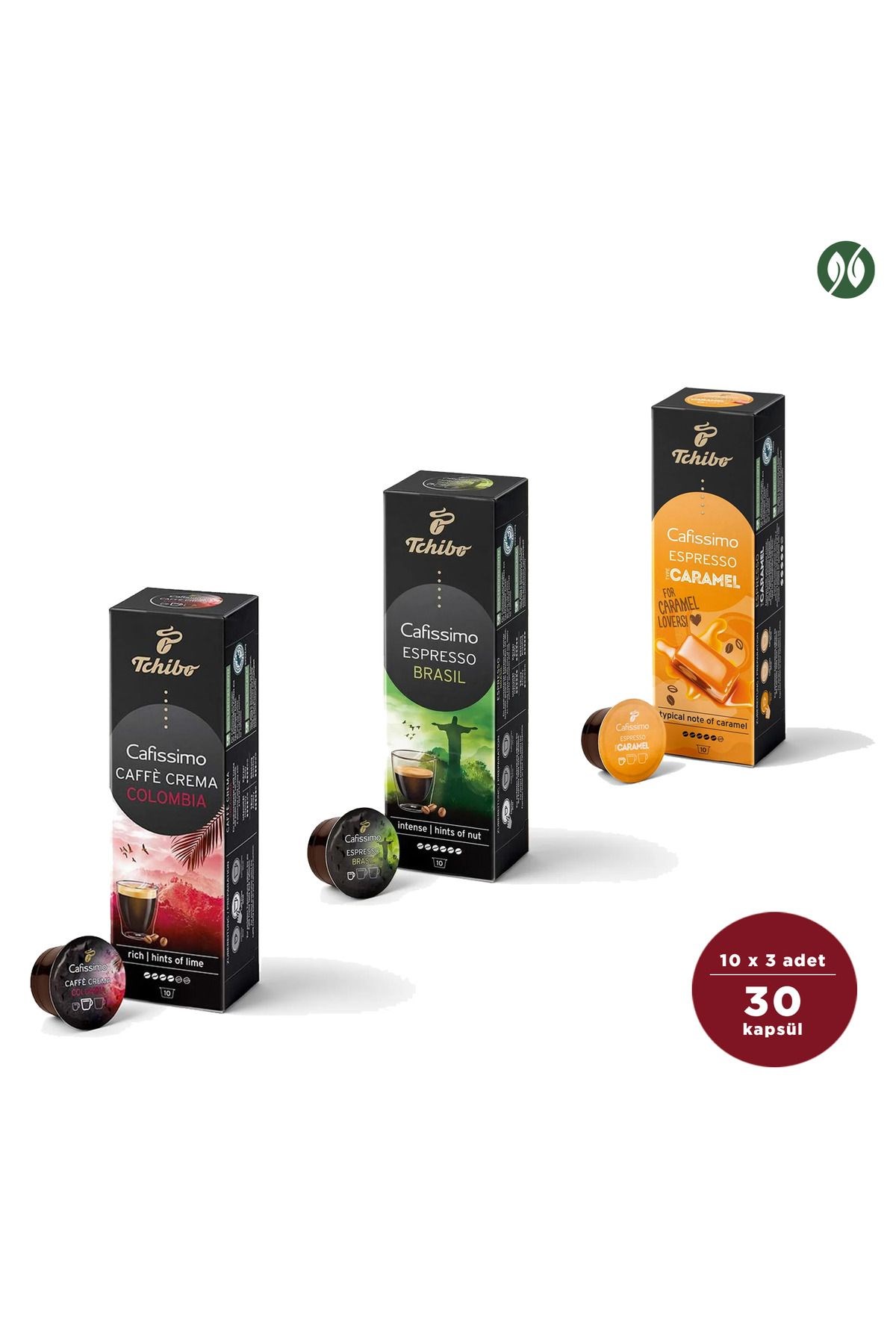 Tchibo Kapsül Kahve 3?lü Paket | Cafissimo Uyumlu ? Kolombiya, Brezilya, Karamel