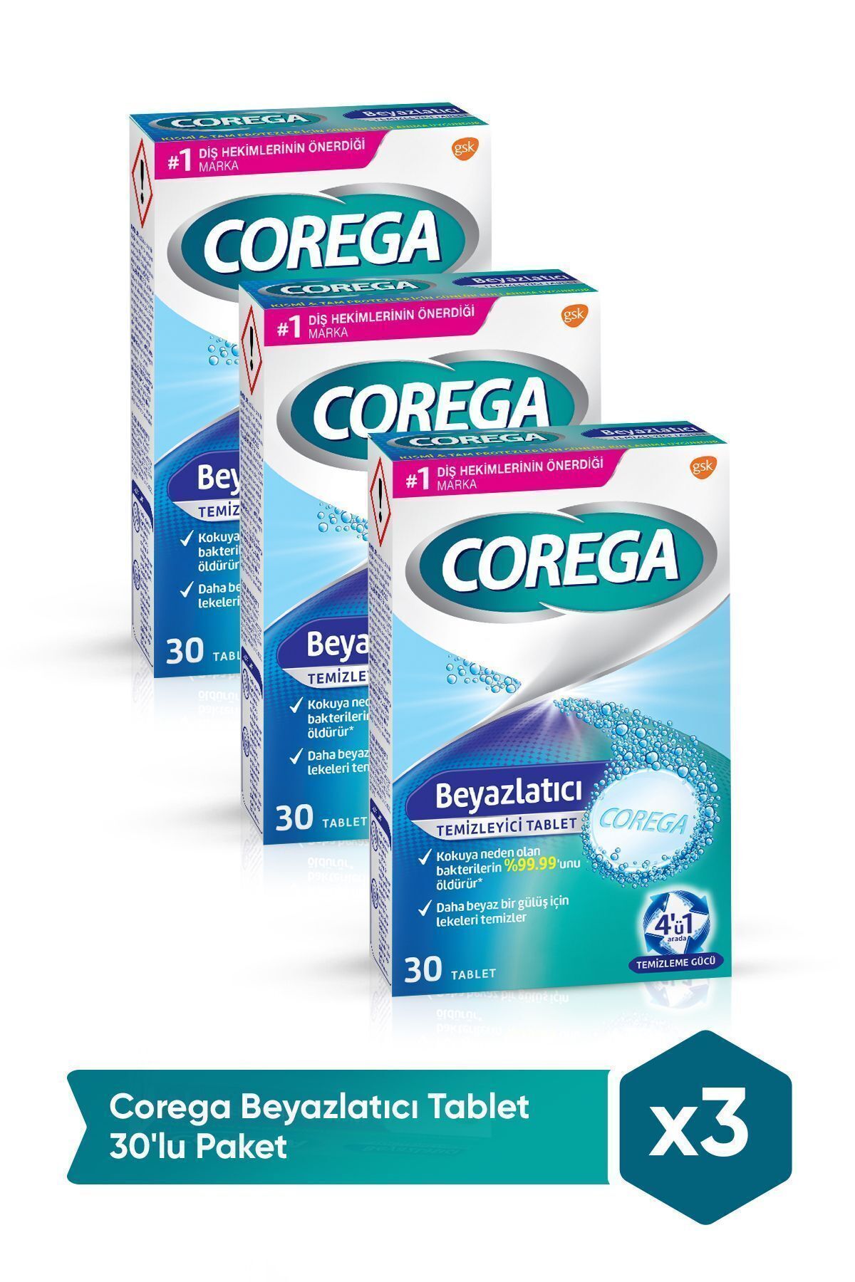 Corega Beyazlatıcı Temizleyici Tablet 90'lı Paket