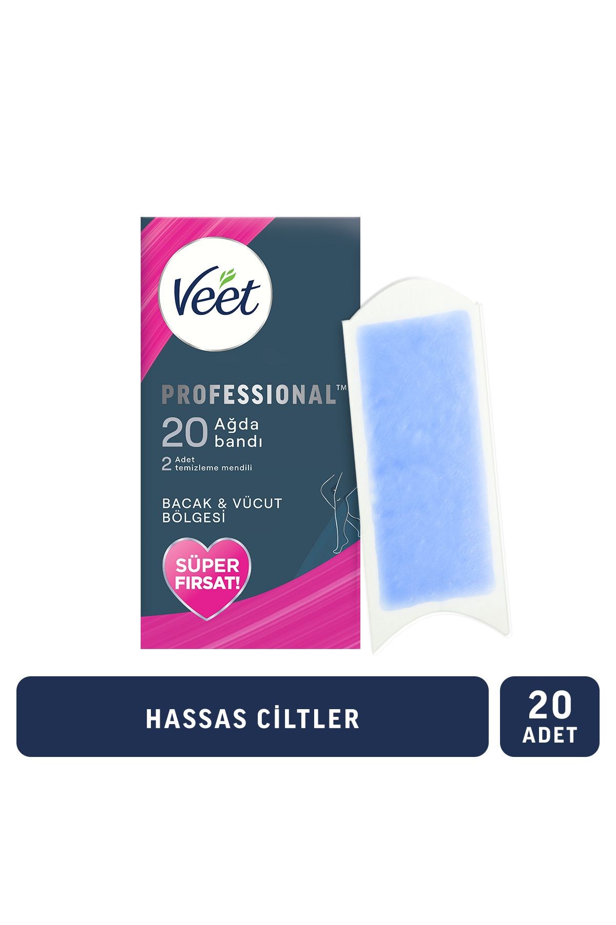 Veet Professional Sir Ağda Bandı Bacak & Vücut Bölgesi Hassas Ciltler 20'lı