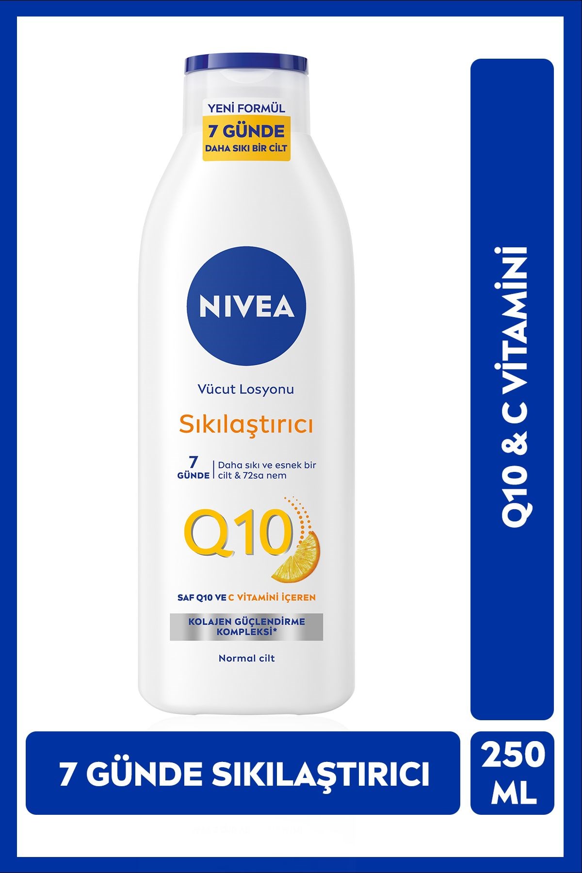 Q10 Sıkılaştırıcı Vücut Losyonu 250ml, C Vitamini,Kolajen 7 Günde Sıkılaşma,Nemlendirici,Normal Cilt