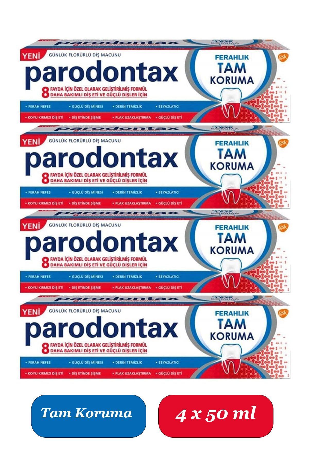 Parodontax  Yeni Parodontax Diş Macunu Ferahlık Tam Koruma 4 x 80 gr