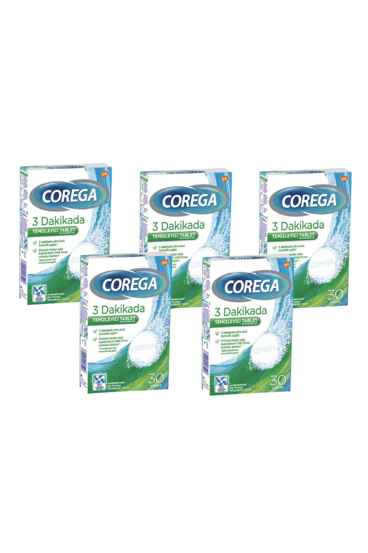 Corega 3 Dakikada Diş Protezi Temizleyici Tablet 30 Tablet (5 Adet)